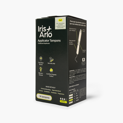 Iris + Arlo - Tampons applicateurs en coton biologique, Super | 14 tampons