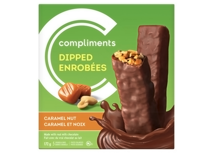 Compliments - Dipped Carmel Nut Granola Bars | 5 Bars