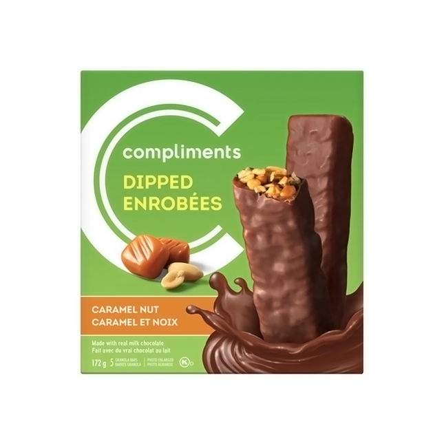 Compliments - Dipped Carmel Nut Granola Bars | 5 Bars