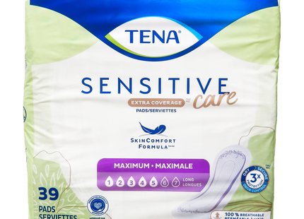 Tena - Serviettes sensibles à couverture supplémentaire pour femmes - Absorption maximale - Longues | 39 comptes