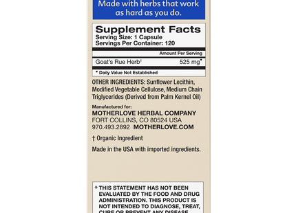 Motherlove - Goat's Rue | 120 Capsules