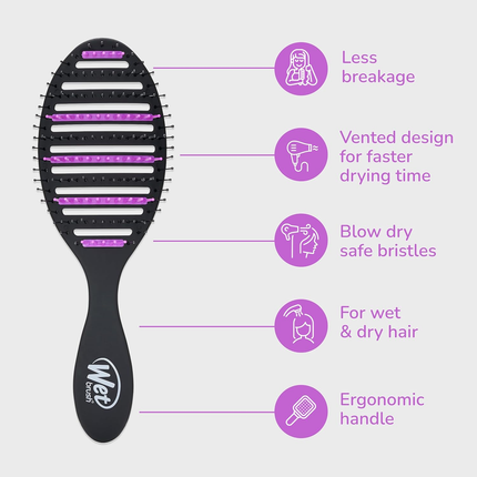 Wet Brush - Brosse de séchage rapide, rafraîchissante et allongeante, noire et violette