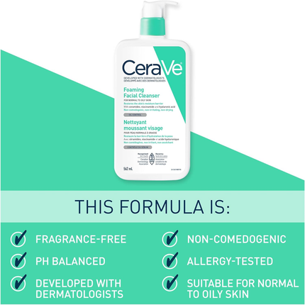 CeraVe - Foaming Facial Cleanser - Normal to Oily Skin