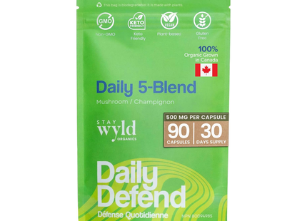 Stay Wyld Organics - Daily Defend 5-Blend Mushrooms | 90 Capsules