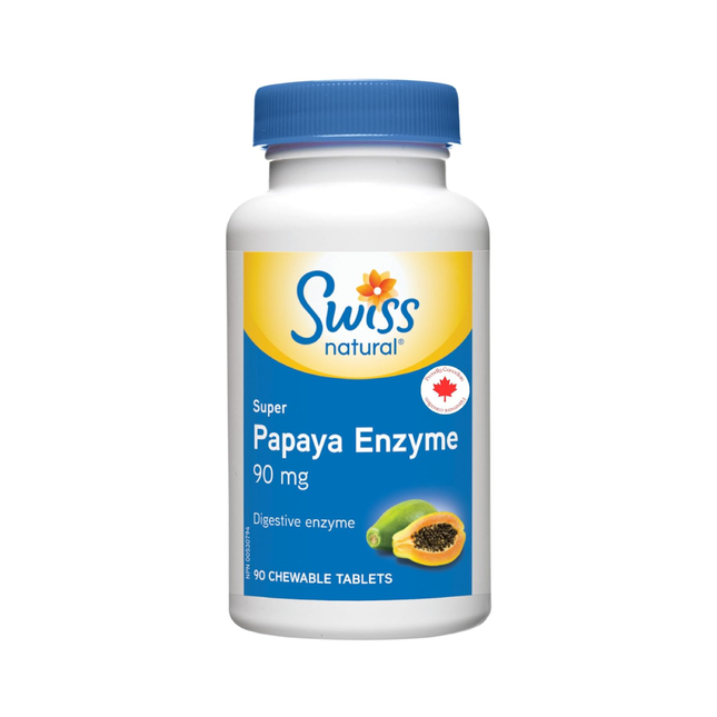 Swiss Natural - Papaya Enzyme 90 mg | 90 Chewable Tablets