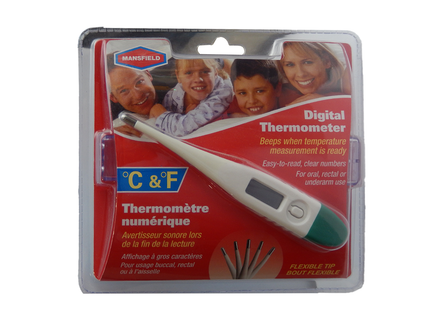 Mansfield - Flex tip Digital Thermometer | 1 Thermometer with Plastic Case + Instructions