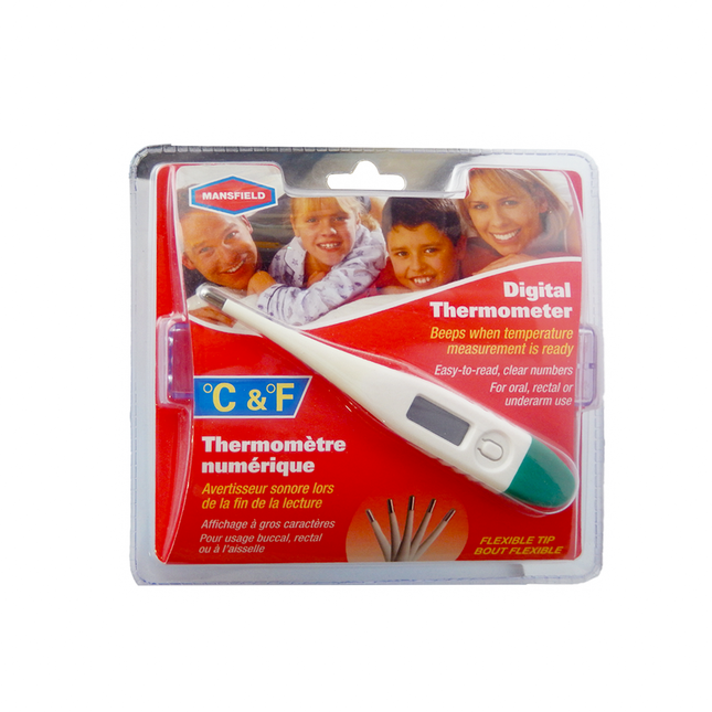 Mansfield - Flex tip Digital Thermometer | 1 Thermometer with Plastic Case + Instructions