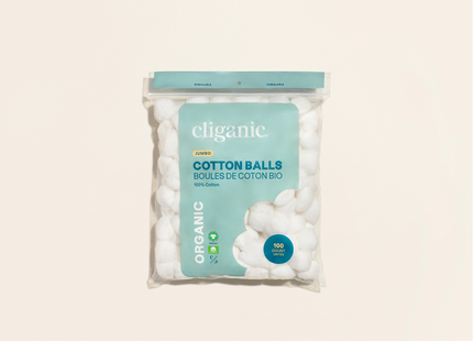 Cliganic - Boules de coton bio géantes | 100 unités