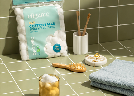 Cliganic - Boules de coton bio géantes | 100 unités