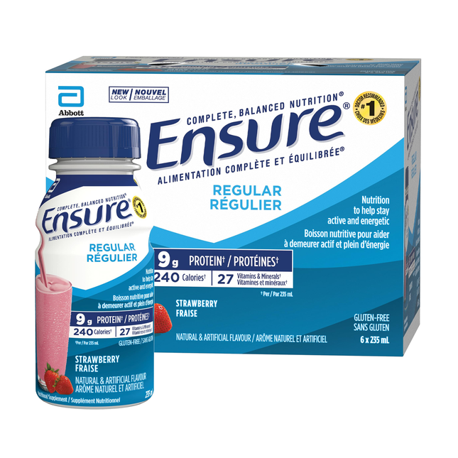 Ensure - Regular Meal Replacement Drink, Strawberry Flavour | 6 X 235 mL