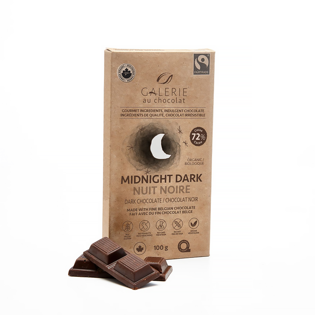 Galerie Au Chocolat - Midnight Dark, Dark Chocolate 72% Cocoa | 100 g