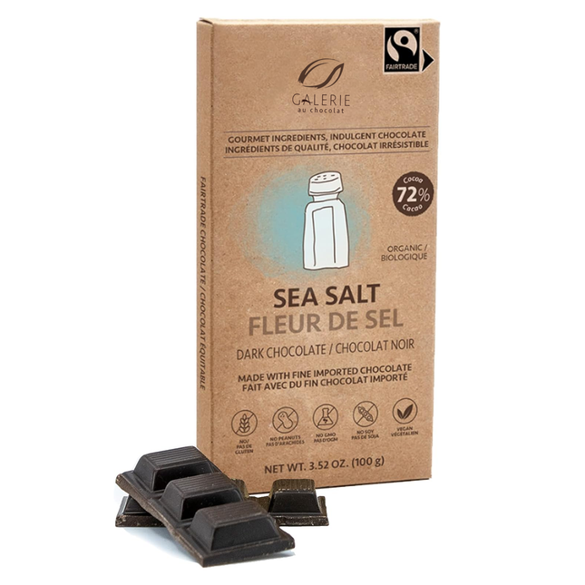 Galerie Au Chocolat - Sea Salt  72% Dark Chocolate Bar | 100 g