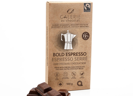 Galerie Au Chocolat - Fairtrade - Bold Espresso - 72% Dark Chocolate Bar | 100 g
