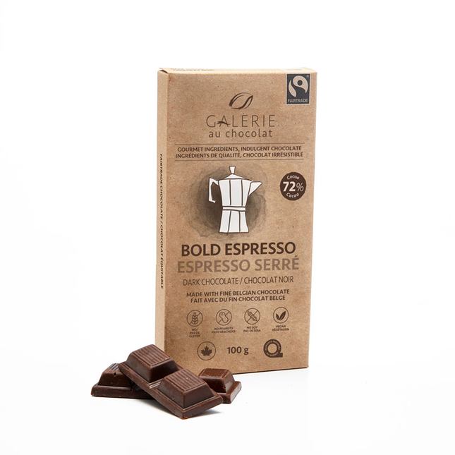 Galerie Au Chocolat - Bold Espresso,  72% Cocoa Dark Chocolate | 100 g