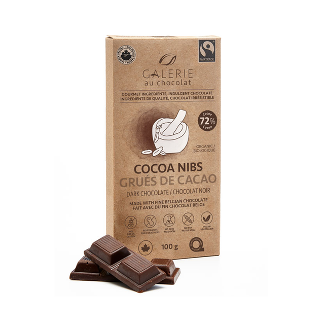 Galerie Au Chocolat - Cocoa Nibs, Dark Chocolate 72% cocoa | 100 g