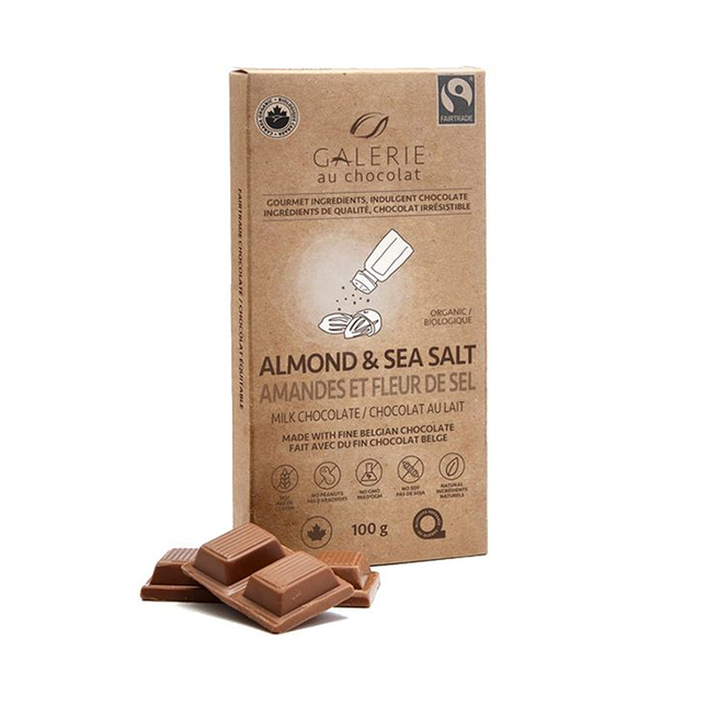 Galerie Au Chocolat - Almond & Sea Salt, Milk Chocolate | 100 g
