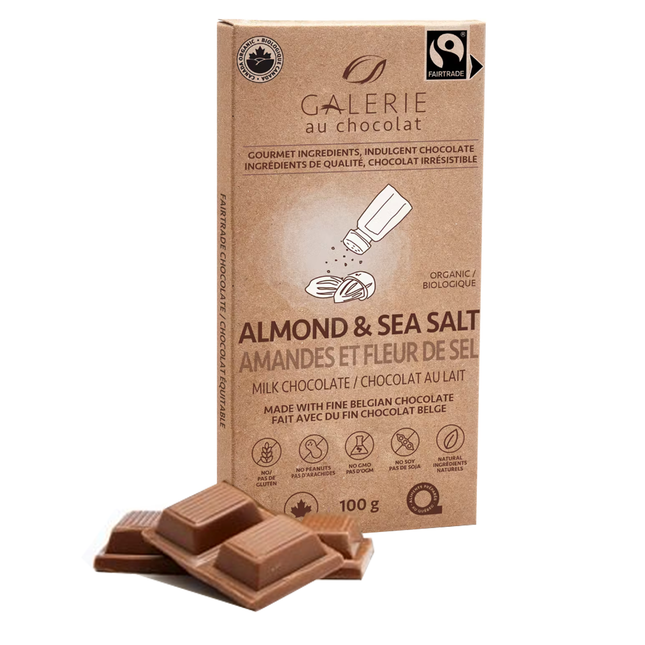 Galerie Au Chocolat - Almond Sea Salt Milk  Chocolate Bar | 100 g