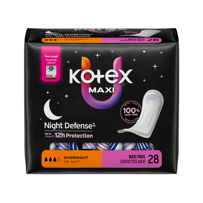 U by Kotex - Wingless Maxi Pads, Overnight | 28 Pads