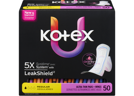 U by Kotex - Ultra Thin Pads with Wings, Regular | 50 Pads