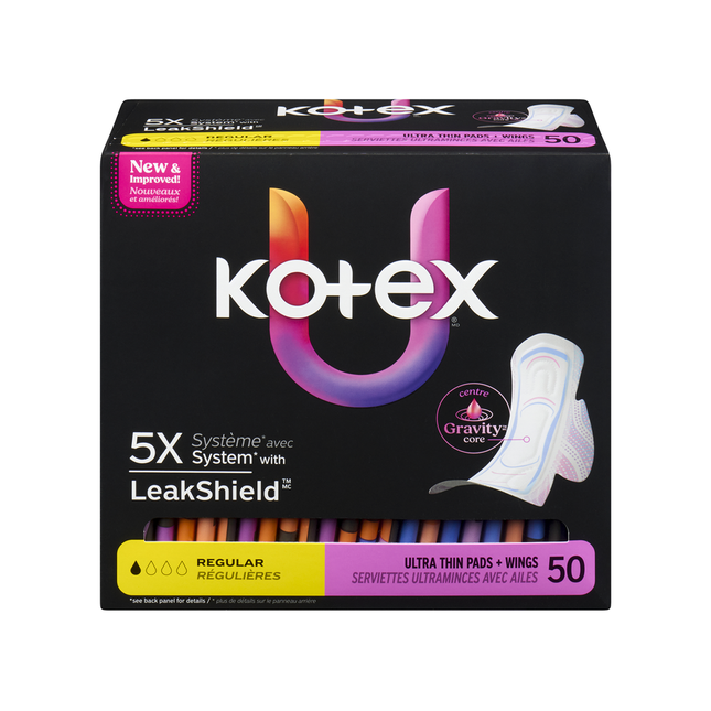 U by Kotex - Ultra Thin Pads with Wings, Regular | 50 Pads