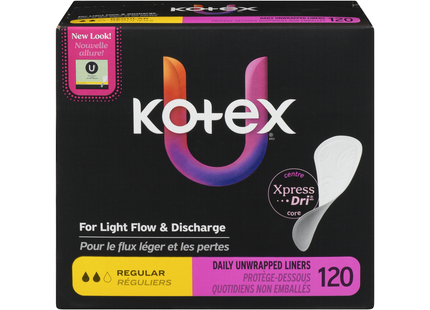 U by Kotex - Daily Unwrapped Liners, Regular | 120 Liners