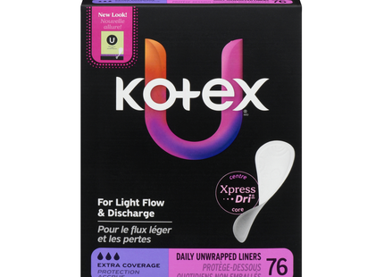 U by Kotex - Daily Unwrapped Liners, Extra Coverage | 76 Liners