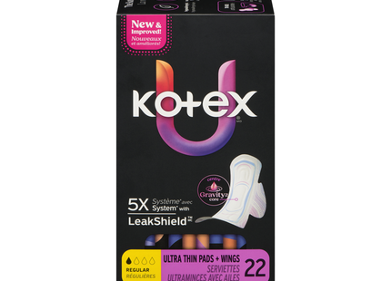 U by Kotex - Ultra Thin Pads with Wings, Regular | 22 Pads