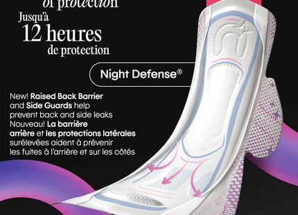 U by Kotex - Night Defense Ultra Thin Pads, Extra Heavy Overnight | 24 Pads