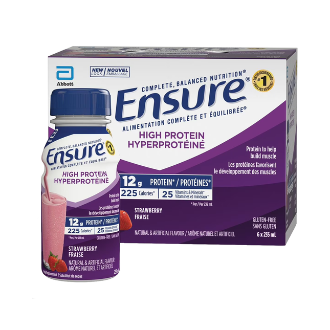 Ensure - High Protein - Gluten Free Meal Replacement Drink - Strawberry Flavour | 6 X 235 ml