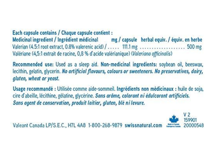 Swiss Natural - Valériane 500 mg | 60 Gélules