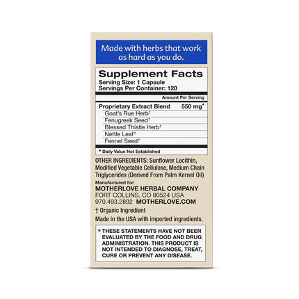 Motherlove - More Milk Special Blend | 120 Capsules