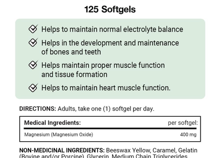 Nature's Bounty - Magnesium | 125 Capsules