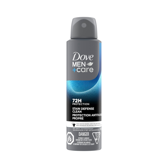 Dove – Antisudorifique en aérosol sec pour hommes+care, défense anti-taches, propre, 72 h | 107 g
