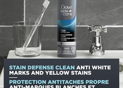 Dove – Antisudorifique en aérosol sec pour hommes+care, défense anti-taches, propre, 72 h | 107 g