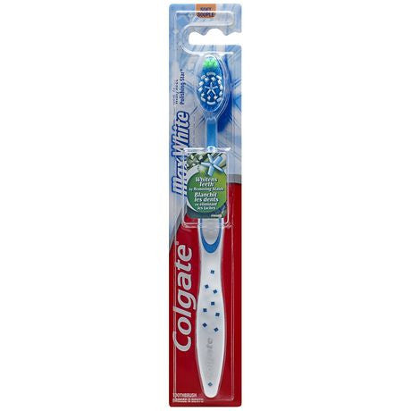 Colgate - Max White - avec étoile de polissage - Poils doux - Couleurs assorties | 1 brosse à dents manuelle