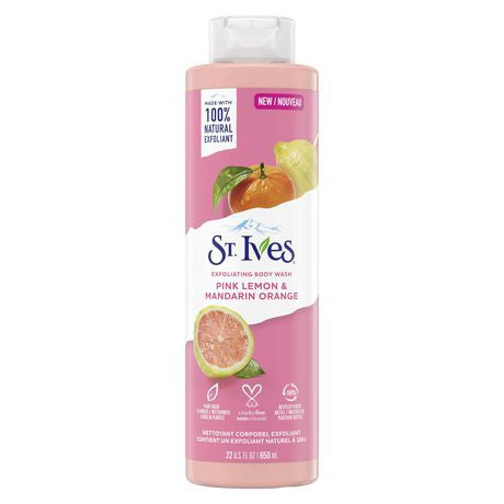 St. Ives - Citron rose et orange mandarine - Nettoyant exfoliant pour le corps | 650 ml