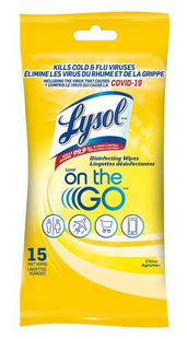 Lysol On the Go Disinfecting Wipes | 15 Wet Wipes