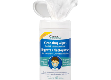 MedPro Defense - Lingettes nettoyantes pour masques CPAP et nébuliseurs | 62 lingettes