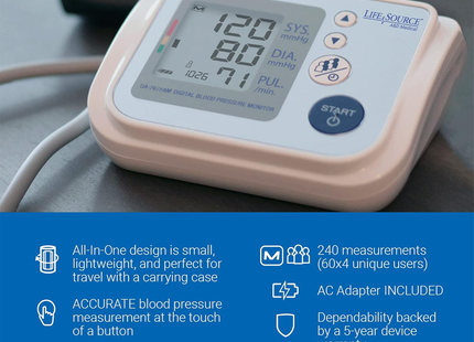 A&D Medical LifeSource - Multi-User Blood Pressure Monitor Upper Arm