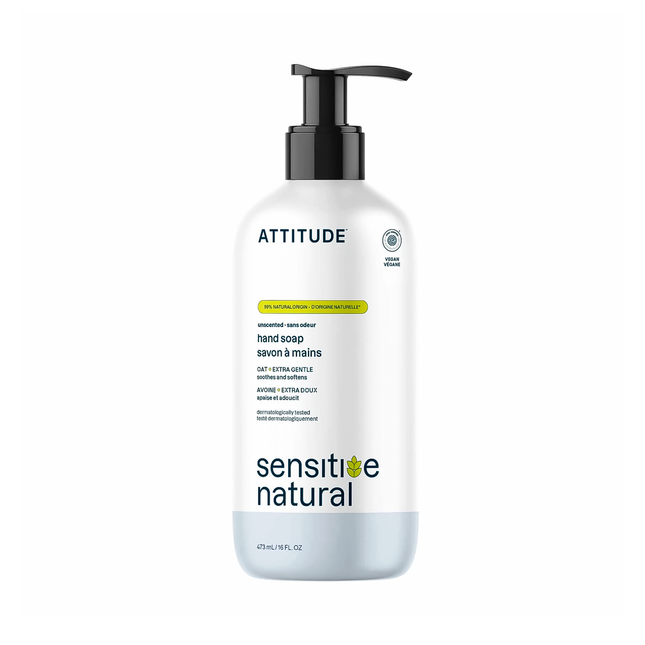 Attitude - Sensitive Natural Extra Gentle Liquid Hand Soap with Oat, Unscented | 473 mL