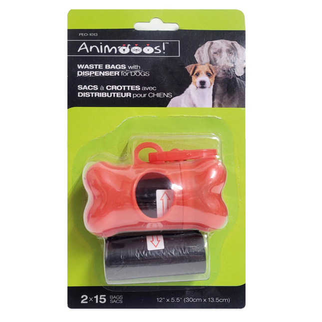 Animooos - Doggy Waste Bags With Dispenser | 2 x 15 Bags