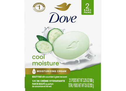 Dove - Cool Moisture Beauty Bar, Cucumber & Green Tea Scent | 2 x 106 g