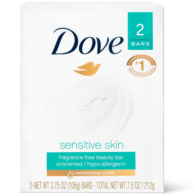 Dove - Sensitive Skin Fragrance Free Beauty Bar | 2 x106 g