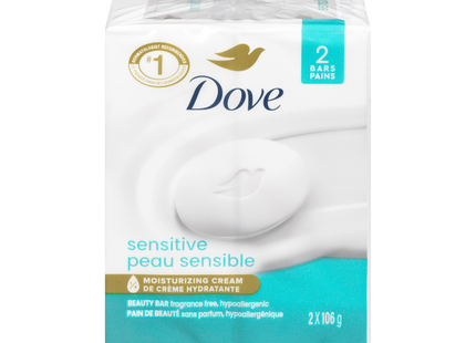Dove - Barre de beauté sans parfum pour peaux sensibles | 2x106g