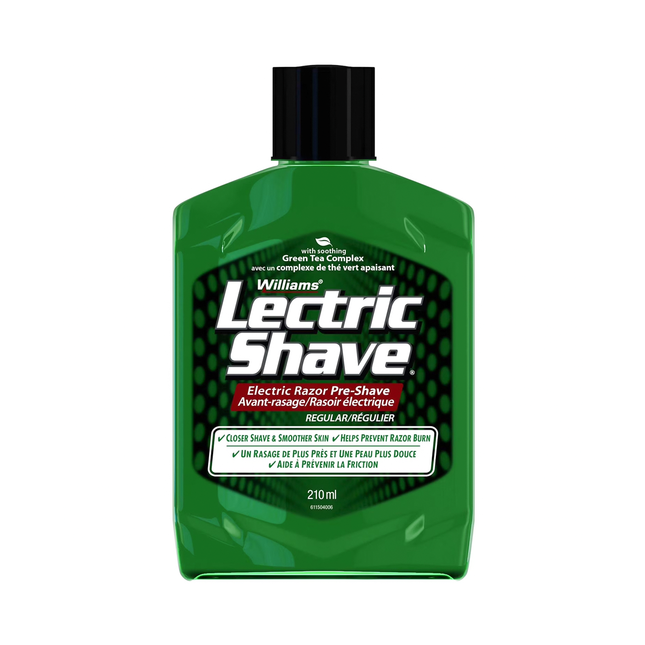 Williams Lectric Shave - Electric Razor Pre-Shave with Soothing Green Tea Complex | 210 mL