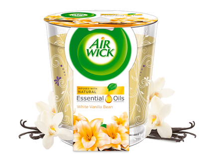 Air Wick - Essential Oils Candle, White Vanilla Bean | 105 g
