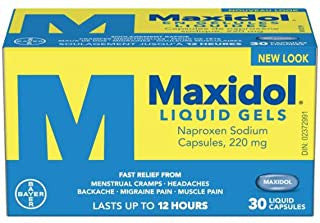 Maxidol - Naproxen Sodium Liquid Gels | 220 mg X 30 Liquid Capsules