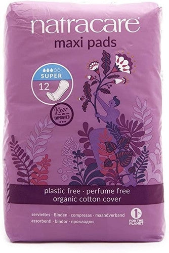 NatraCare Organic Cotton Maxi Pads - Super Absorbency | 12 Pads