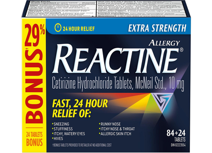 Reactine - Extra Strength Allergy Relief Tablets 10 mg | 84+24 Tablets