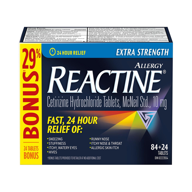 Reactine - Extra Strength Allergy Relief Tablets 10 mg | 84+24 Tablets